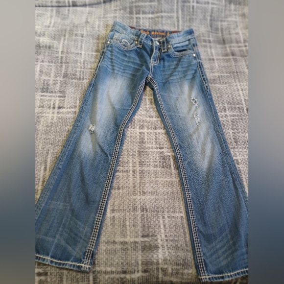 Rock Revival Men's Jeans Antonio Boot Cut Style American Classic Distressed - Picture 1 of 12